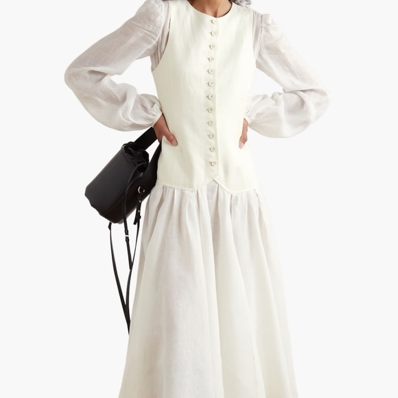 Chloe Dresses & Skirts - CHLOE Layered Linen-gauze And Twill Midi Dress
